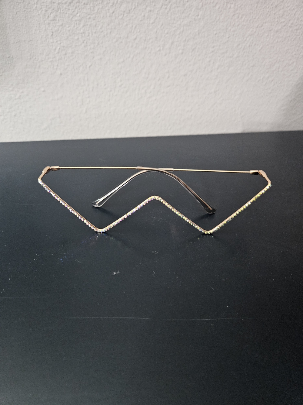 Gold Wire Zigzag Crystal Rim Sunglasses - Women Accessories